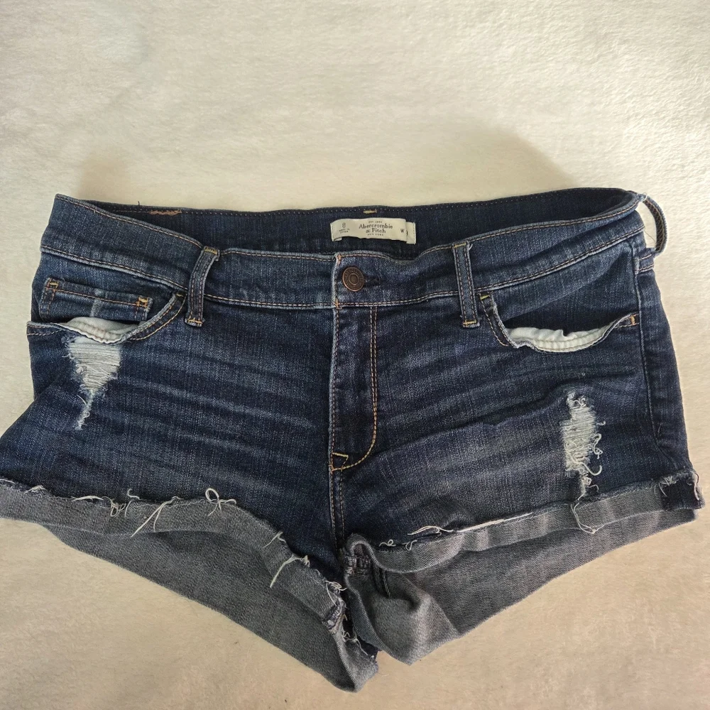 Abercrombie & fitch Distressed Low Rise Denim Micro Shorts Size‎ 8